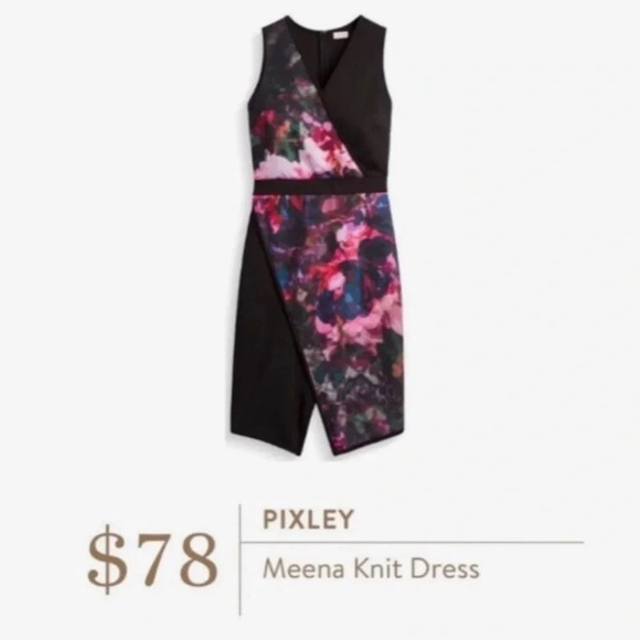 Stitch Fix PIXLEY Meena Knit Dress Floral Asymmetrical Women Small Sleeveless - Picture 1 of 13